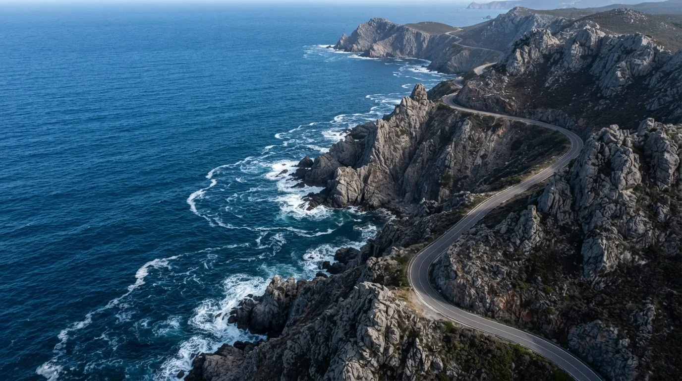 Aerial coastal landscape